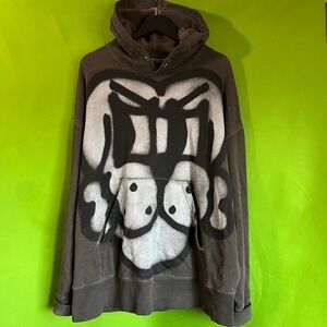 Givenchy x Chito Dog Authentic Oversized Hoodie Washed Charcoal Grey Mens Medium